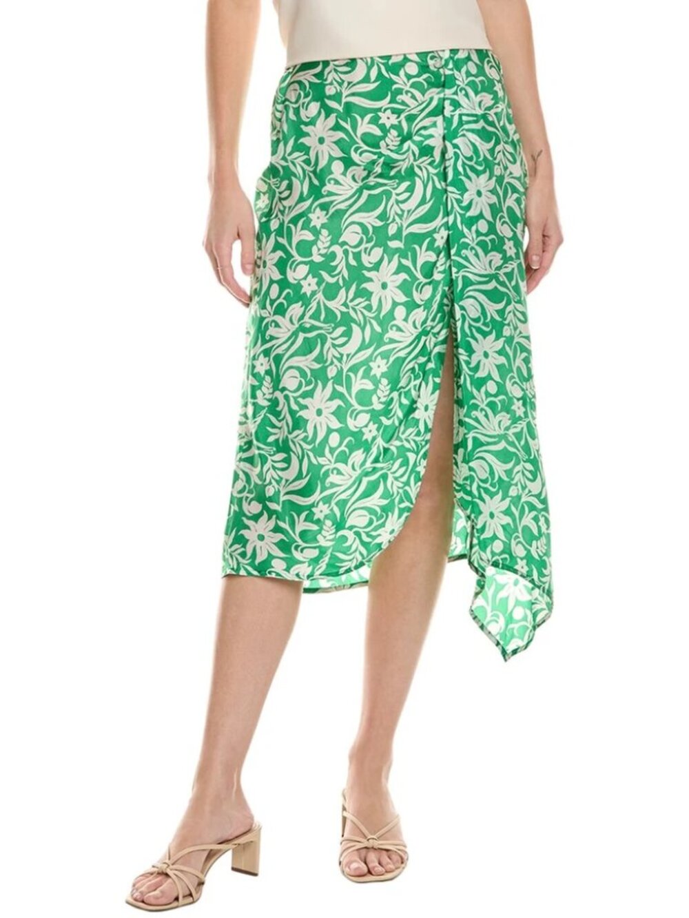 Maje Midi Skirt Green Size 36 NWT US S